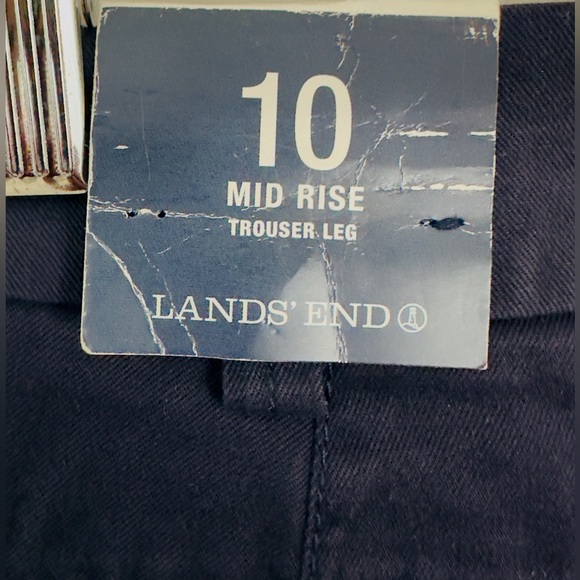 LANDS-END - Women’s Navy Mid Rise Trouser Leg Chino Lighthouse Pants Size 10 NWT - Picture 7 of 11